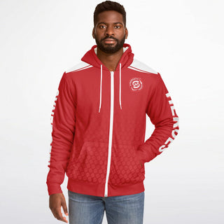 Mens Microfleece Ziphoodie - Fire Red - Synergetic Heroes