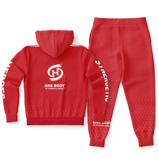 Mens Lettered Hoodie & Jogger - Fire Red - Synergetic Heroes