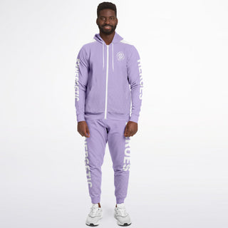 Mens Lettered Ziphoodie & Jogger - Lavender Mist - Synergetic Heroes