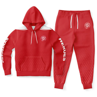 Mens Hoodie & Emblem Jogger - Fire Red