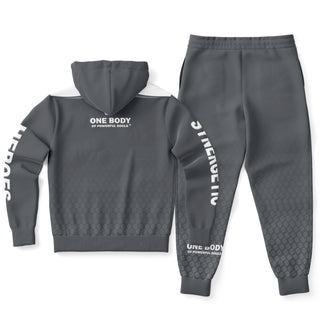 Mens Ziphoodie & Lettered Jogger - Shadow Gray