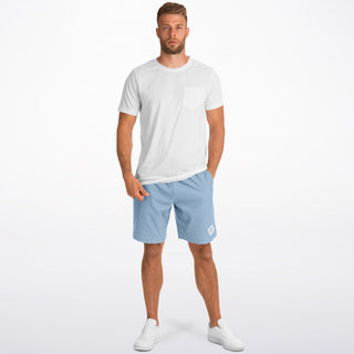 Mens Athletic Long Shorts - Angel Blue