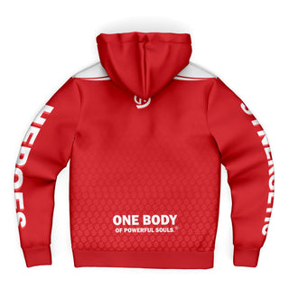 Mens Microfleece Ziphoodie - Fire Red - Synergetic Heroes