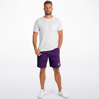 Mens Athletic Long Shorts - Purple Shield