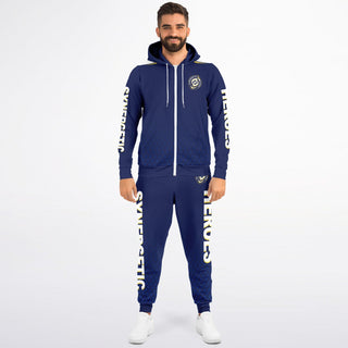 Mens Lettered Ziphoodie & Jogger - Midnight Blue - Synergetic Heroes