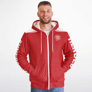 Mens Microfleece Ziphoodie - Fire Red - Synergetic Heroes