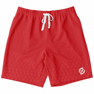 Mens Athletic Long Shorts - Fire Red