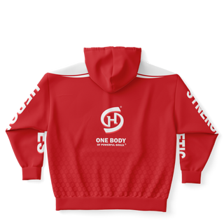 Mens Plus-size Ziphoodie - Fire Red - Synergetic Heroes