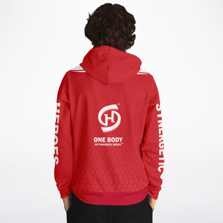 Mens Hoodie - Fire Red - Synergetic Heroes