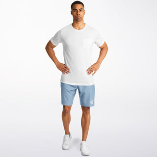 Mens Athletic Long Shorts - Angel Blue