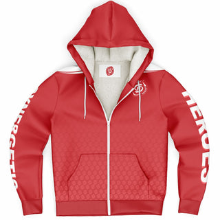 Mens Microfleece Ziphoodie - Fire Red - Synergetic Heroes