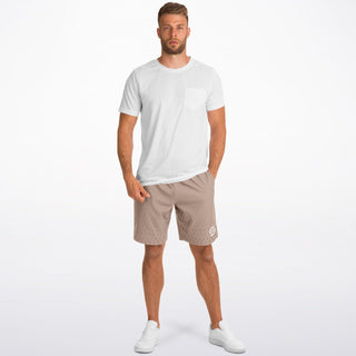 Mens Athletic Long Shorts - Taupe Stone