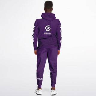 Mens Ziphoodie & Lettered Jogger - Purple Shield