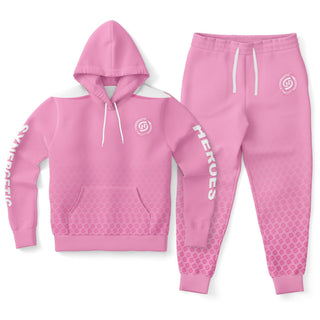Womens Hoodie & Emblem Jogger - Soft Rose