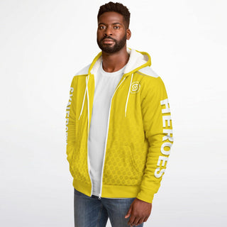 Mens Microfleece Ziphoodie - Yellow Sun - Synergetic Heroes