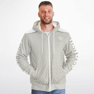 Mens Microfleece Ziphoodie - Jade White - Synergetic Heroes