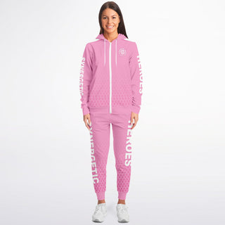 Womens Ziphoodie & Lettered Jogger - Soft Rose
