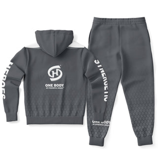 Mens Lettered Ziphoodie & Jogger - Shadow Gray - Synergetic Heroes