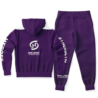 Mens Ziphoodie & Lettered Jogger - Purple Shield