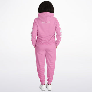 Womens Hoodie & Emblem Jogger - Soft Rose
