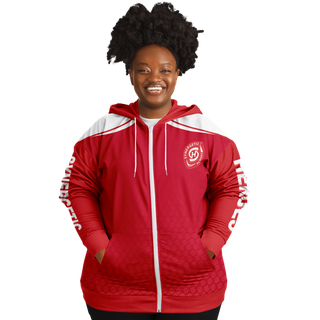 Womens Plus-size Ziphoodie - Fire Red - Synergetic Heroes