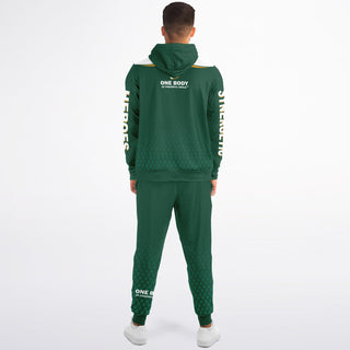 Mens Ziphoodie & Lettered Jogger - Emerald Green