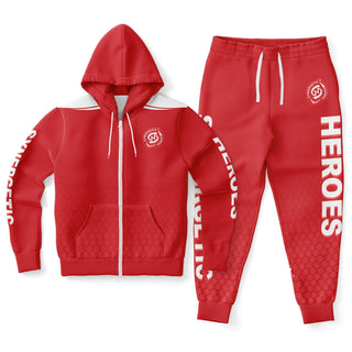 Mens Lettered Ziphoodie & Jogger - Fire Red - Synergetic Heroes