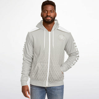 Mens Microfleece Ziphoodie - Jade White - Synergetic Heroes