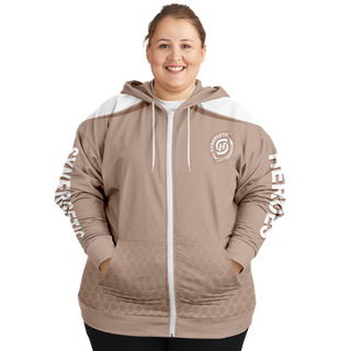 Womens Plus-size Ziphoodie - Taupe Stone - Synergetic Heroes