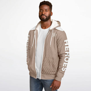 Mens Microfleece Ziphoodie - Taupe Stone - Synergetic Heroes