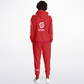 Mens Lettered Hoodie & Jogger - Fire Red - Synergetic Heroes