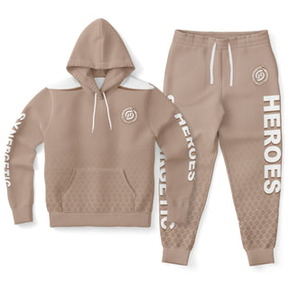 Mens Hoodie & Lettered Jogger - Taupe Stone