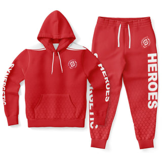 Mens Lettered Hoodie & Jogger - Fire Red - Synergetic Heroes