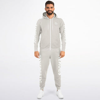 Mens Lettered Ziphoodie & Jogger - Jade White - Synergetic Heroes