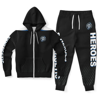 Mens Ziphoodie & Lettered Jogger - Obsidian Black