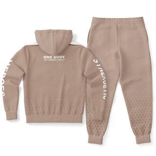 Mens Hoodie & Emblem Jogger - Taupe Stone