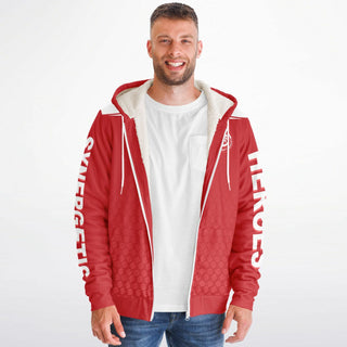 Mens Microfleece Ziphoodie - Fire Red - Synergetic Heroes