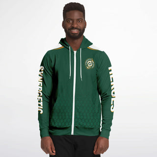 Mens Zip-Up Hoodie - Emerald Green - Synergetic Heroes