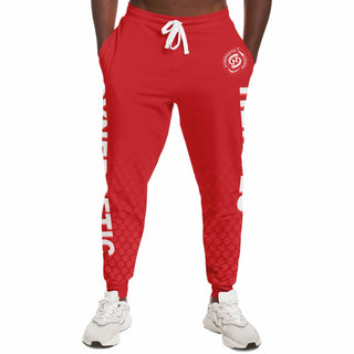 Mens Lettered Jogger - Fire Red - Synergetic Heroes