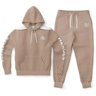 Mens Hoodie & Emblem Jogger - Taupe Stone
