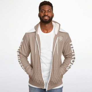 Mens Microfleece Ziphoodie - Taupe Stone - Synergetic Heroes