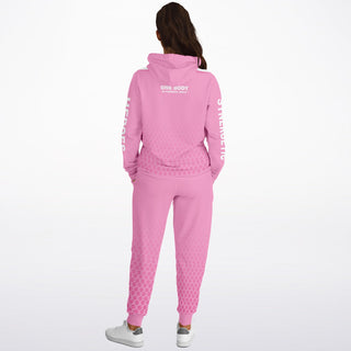 Womens Hoodie & Emblem Jogger - Soft Rose