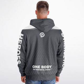 Mens Microfleece Ziphoodie - Shadow Gray - Synergetic Heroes