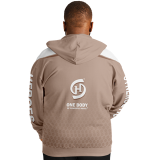 Mens Plus-size Ziphoodie - Taupe Stone - Synergetic Heroes