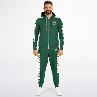 Mens Lettered Ziphoodie & Jogger - Emerald Green - Synergetic Heroes