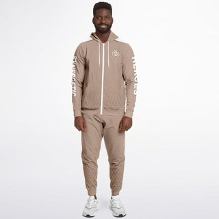 Mens Ziphoodie & Emblem Jogger - Taupe Stone