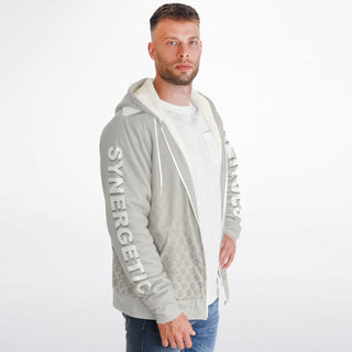 Mens Microfleece Ziphoodie - Jade White - Synergetic Heroes