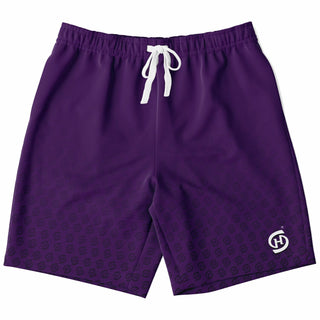 Mens Athletic Long Shorts - Purple Shield