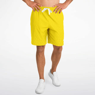 Mens Athletic Long Shorts - Yellow Sun