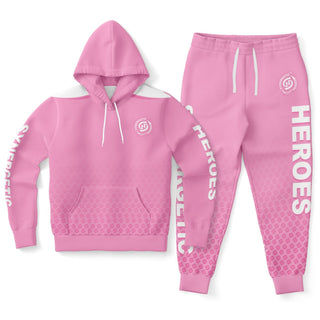 Womens Hoodie & Lettered Jogger - Soft Rose